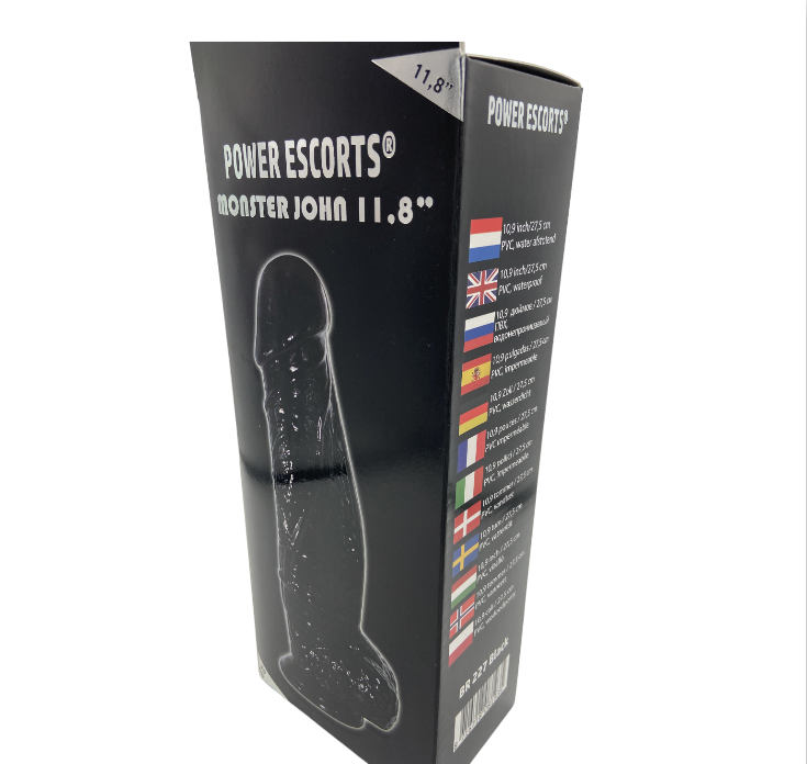 Power Escorts - BR227 - Black - Monster John XL Mega Realistic Dildo - 30 CM / 11,8 Inch