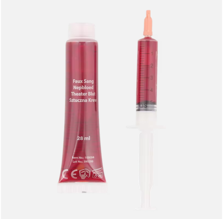 Kinky Pleasure - HW001 - Fake Blood 2-piece set: Syringe Filled With Blood + Refill