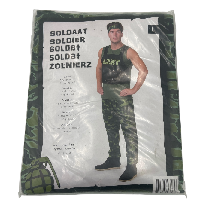 Sexy Soldier Costume – Military Green Pants, Short-Sleeved Top & Headband – Erotic Roleplay Outfit Size M / L / XL