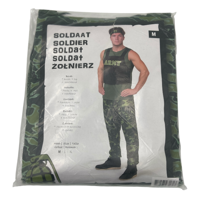 Sexy Soldier Costume – Military Green Pants, Short-Sleeved Top & Headband – Erotic Roleplay Outfit Size M / L / XL