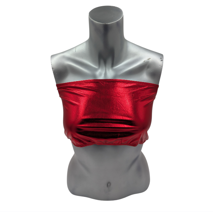 Kinky Glossy Red Strapless Slim Top