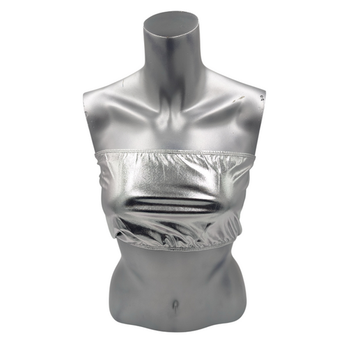 Kinky Glossy Silver Strapless Slim Top