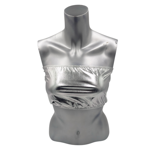 Kinky Glossy Silver Strapless Slim Top