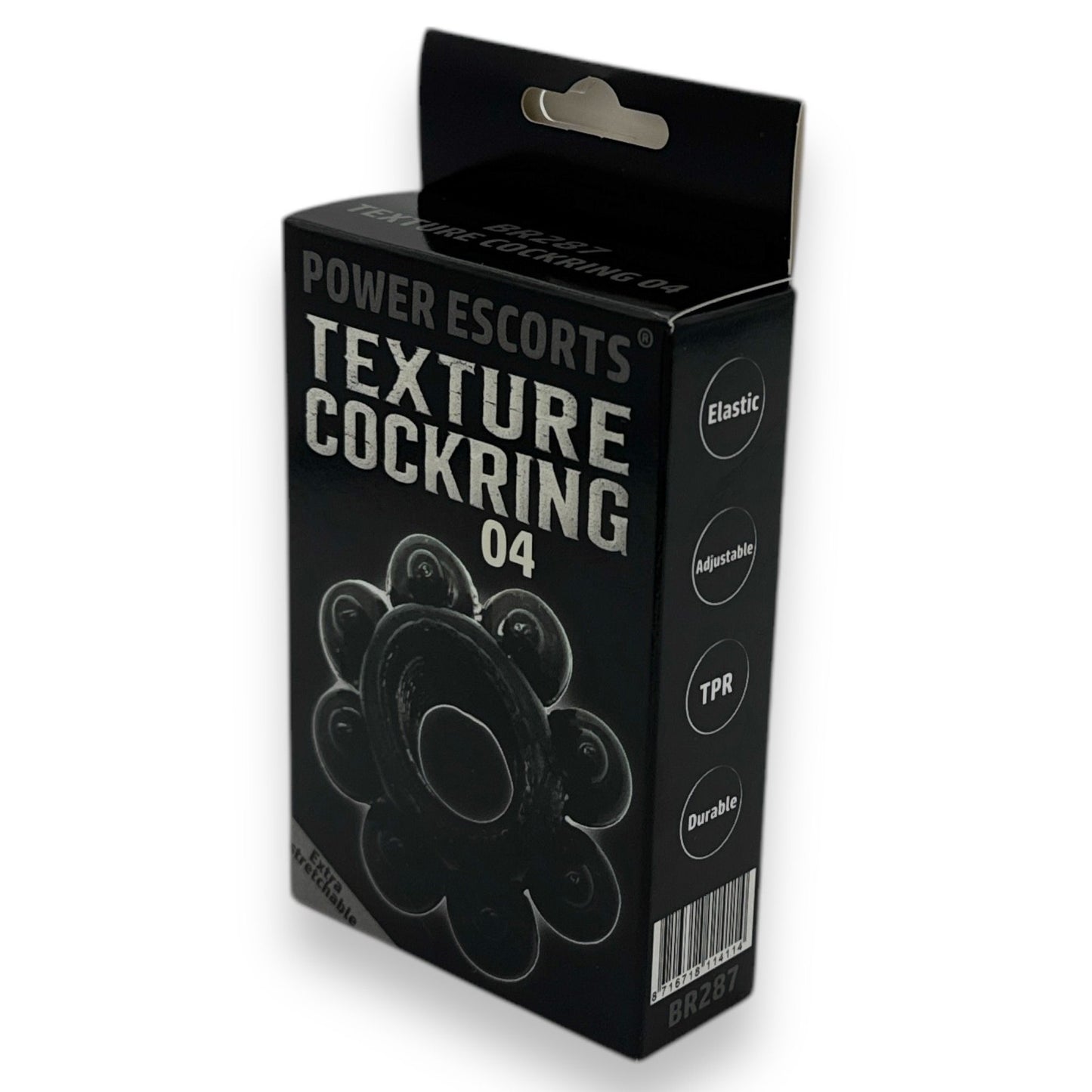 Power Escorts - BR287 - Texture Cockring 04 - Black - Extra Stretchable