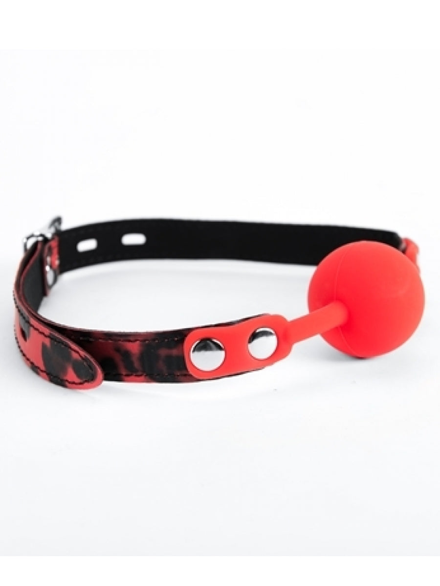 Argus Silicone Red Ball Gag Leopard - AF 001009