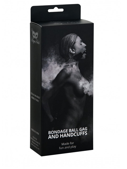 Argus Mouth Ball Gag with Cuffs - Black - AF 001040