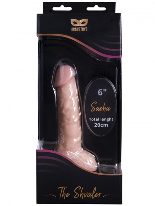 Argus Sasha Flesh Realistic Dildo With Balls And Suction Cup - 20 Cm / 6 Inch - AT 001034 - Strong Colour box