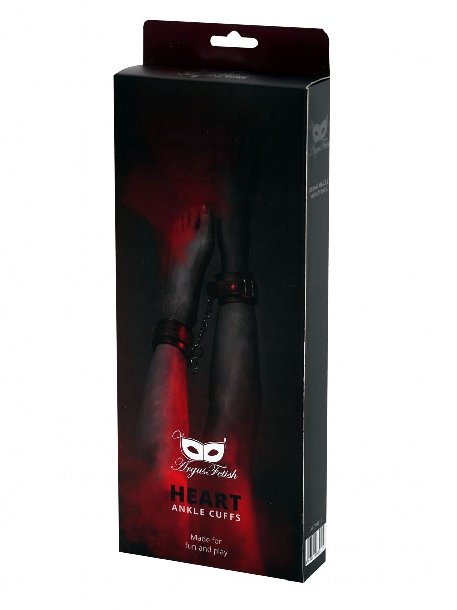 Argus Heart Ankle Cuffs - Black Leather - AF 001016