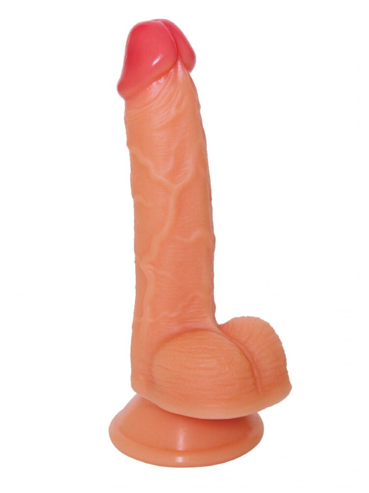 Argus Soft Lover 1 Double Density 2 Layers Silicone Realistic Dildo with Balls and Suction Cup - Free 30 Ml Lubricant - 18,5 cm - AT1071