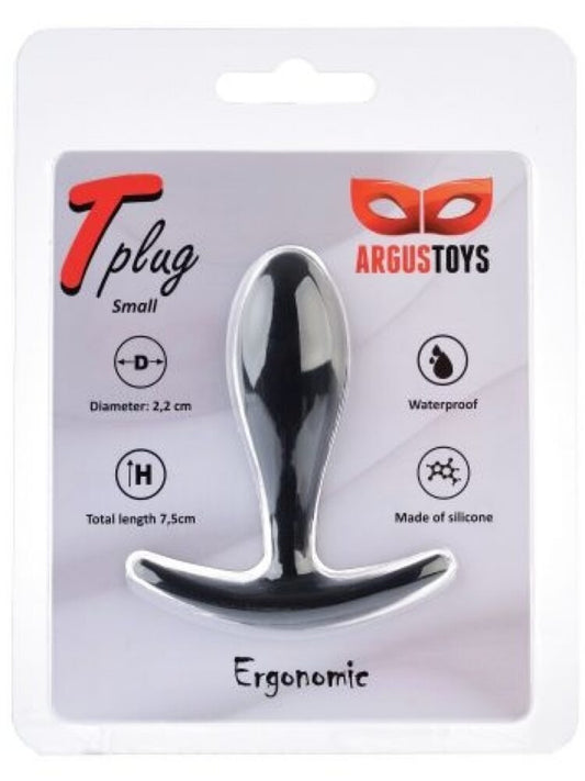 Argus T-Plug Silicone - Black 7,5 Cm Dia 2,2 Cm - Packed in Strong Blister - AT1113