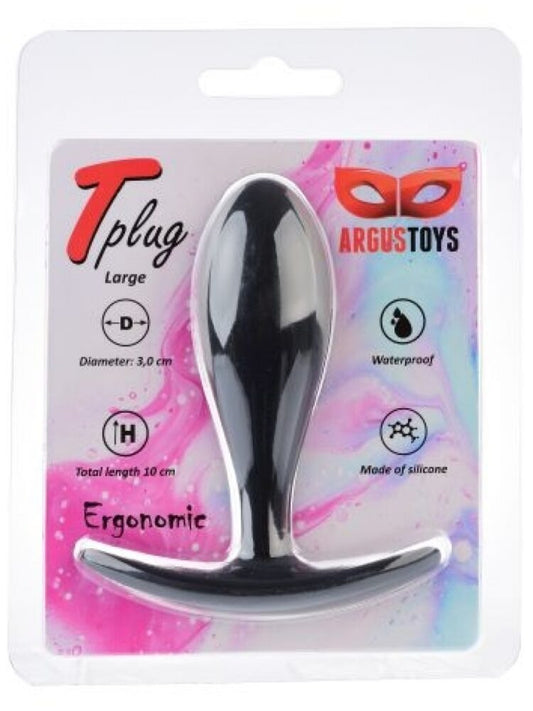 Argus T-Plug Silicone Large Size 10 Cm - Black - Packed in Strong Blister - AT 001115