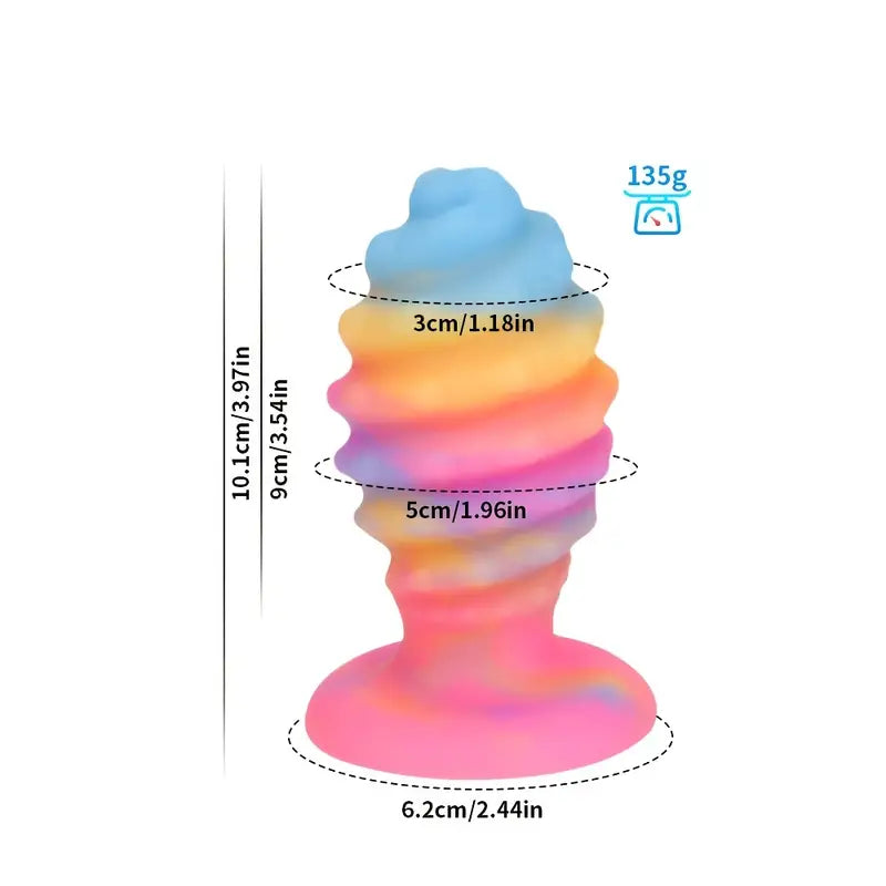 XXLtoys Rainbow Ripple Silicone Butt Plug – Medium (135g)