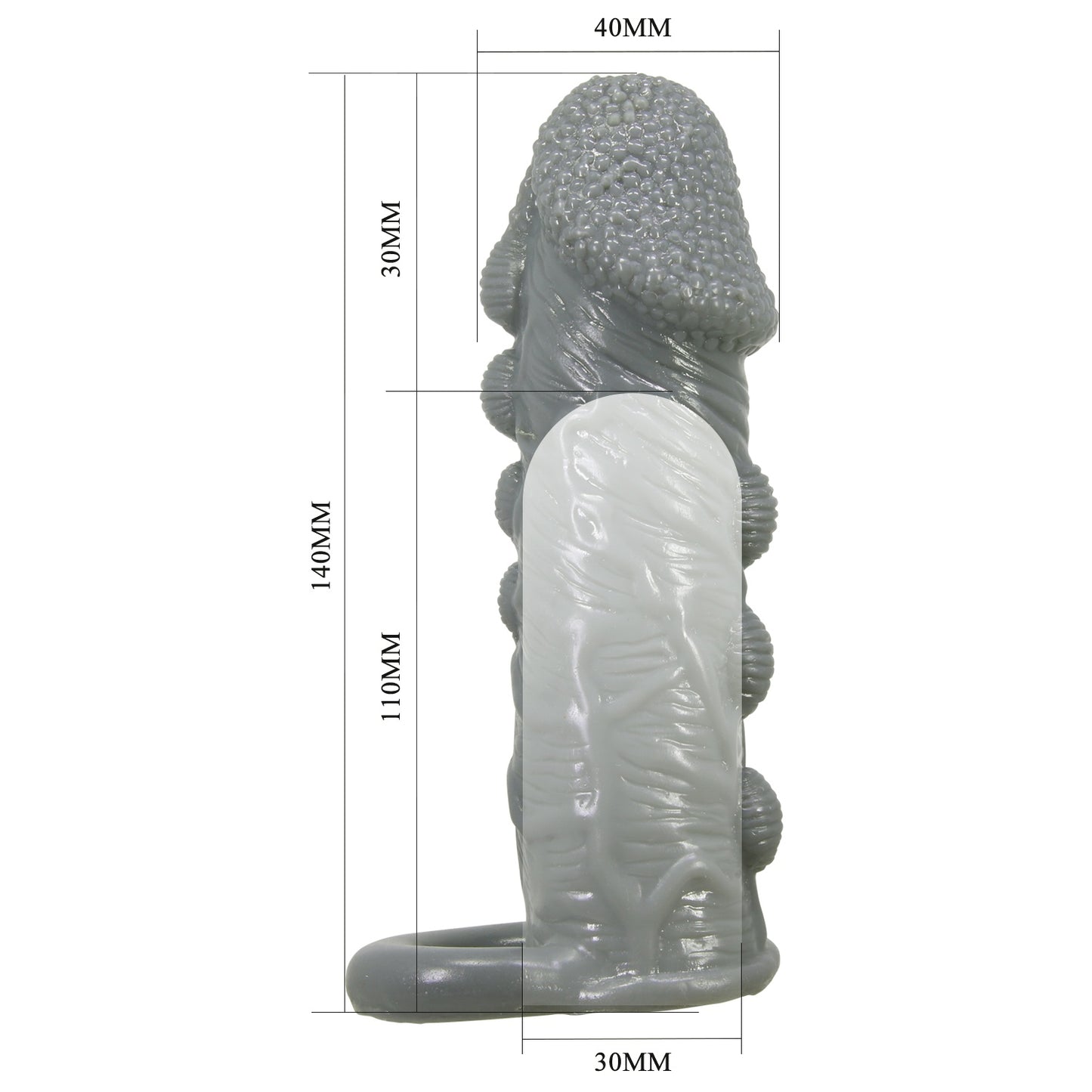 Baile - BI-016012-2 - Penis Sleeve Black 14 Cm Inner Dia 3 Cm - Extender