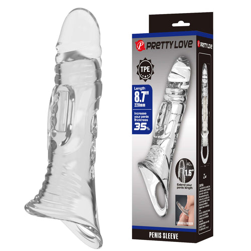 Pretty Love - BI026241NM - Penis Sleeve 8.7" 22 CM Extender – Clear