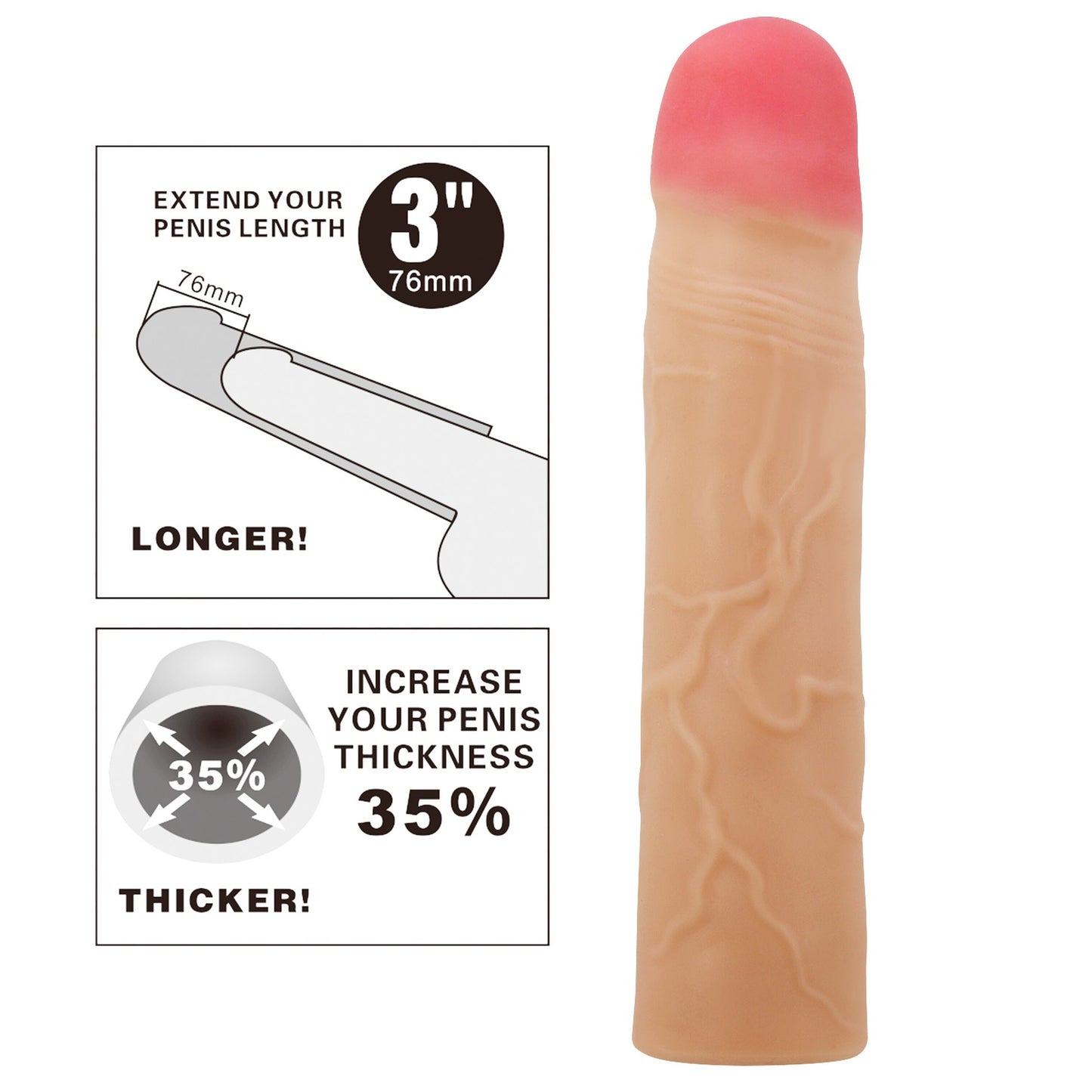 Pretty Love - bi-026257 - Kylian Flesh, Extend your penis lenghth 3''/ 76mm