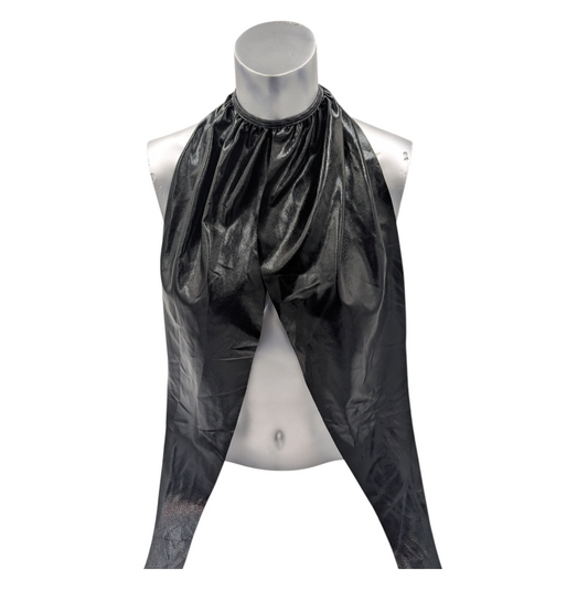 Kinky Glossy Black Halter Top With Open Back