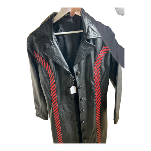 Fashioworld Long Black Coat With Red Accent Sizes S & M