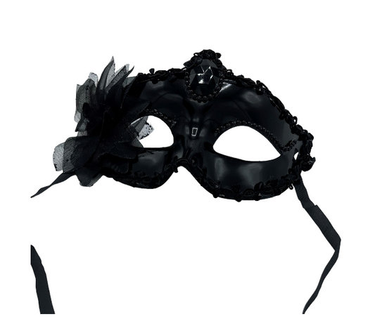 Power Escorts - BR205 Black - Luxury Venetian Love Mask with Stone - Plastic bag