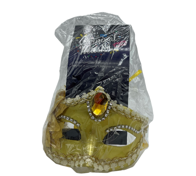 Power Escorts - BR205 Gold - Luxury Venetian Love Mask with Stone - Plastic bag