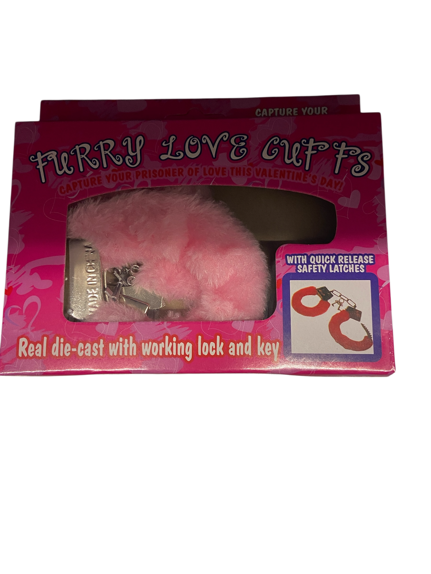 Power Escorts - BR206 Pink Furry Hand cuffs - Colour Box