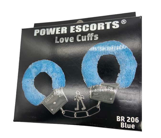 Power Escorts - BR206 Blue Soft Furry Hand cuffs - Colour box