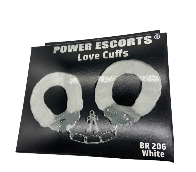 Power Escorts - BR206 White Furry Hand cuffs