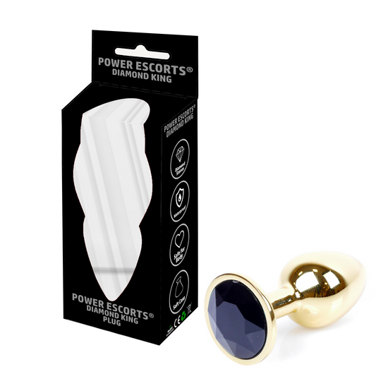 Power Escorts - BR211 Sblack - Diamond King Gold Anal Small Plug With Black Stone - Diameter 2.7 cm - Length 7 cm