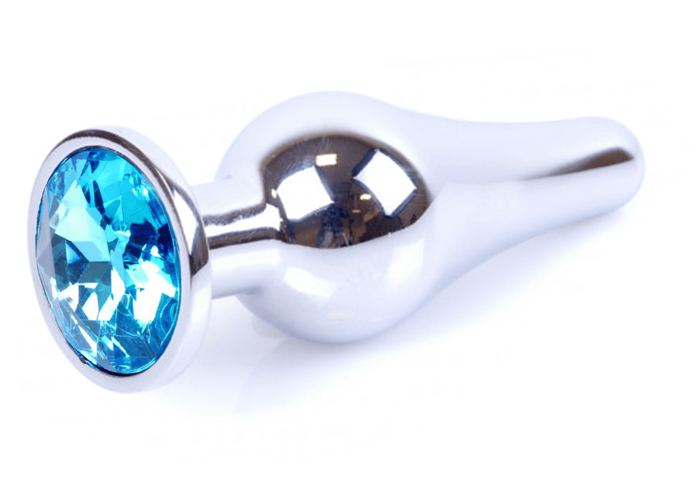 Power Escorts - BR213 Slightblue - Diamond King Small Buttplug Lightblue Stone  - Lenght 9,5cm - dia 3 cm