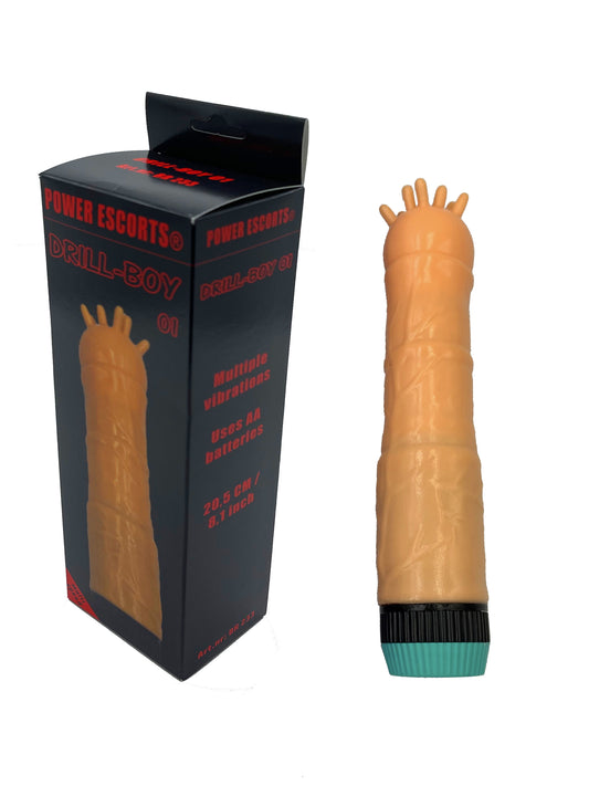 Power Escorts - BR233 - Drill-Boy 01 - Ribble Vibrator - For Extra Stimulation - Multiple Vibrations - Flesh - Colour Box