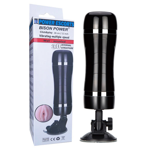 Power Escorts - BR27 - Bison Power - Vibrating Masturbator Suction Cup - 7-Speed - 28 CM / 11 Inch