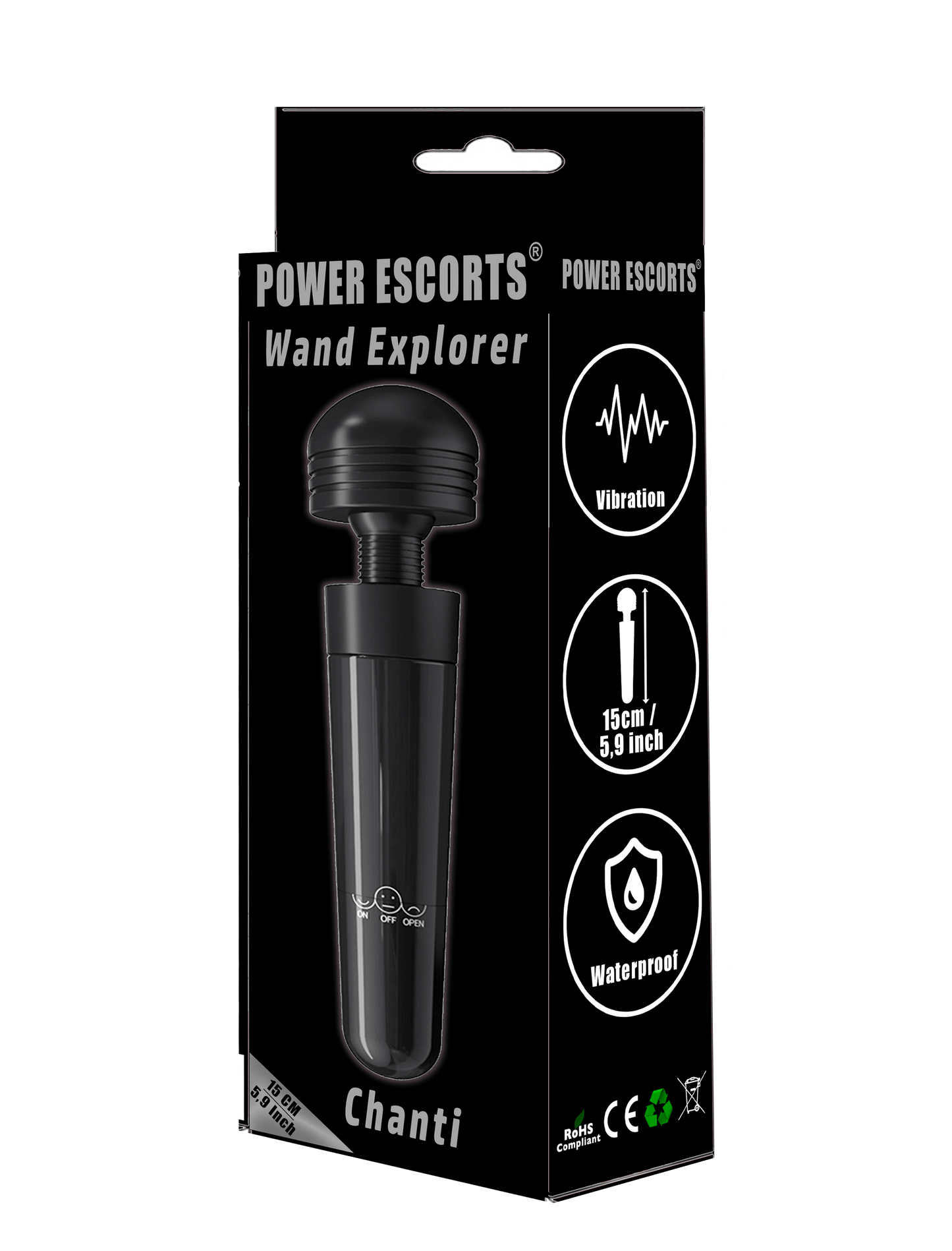 Power Escorts - BR271 Black - Wand Explorer Chanti Wand Massager - 15 CM