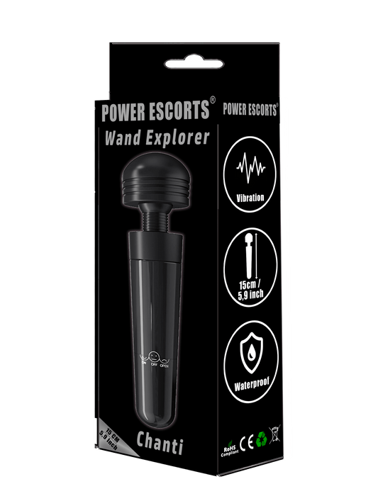 Power Escorts - BR271 Black - Wand Explorer Chanti Wand Massager - 15  CM