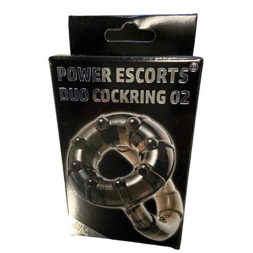 Power Escorts BR74 Duo Cockring 02 SuitableFor Cock & Balls - Black