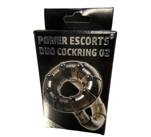 Power Escorts BR74 Duo Cockring 02 SuitableFor Cock & Balls - Black