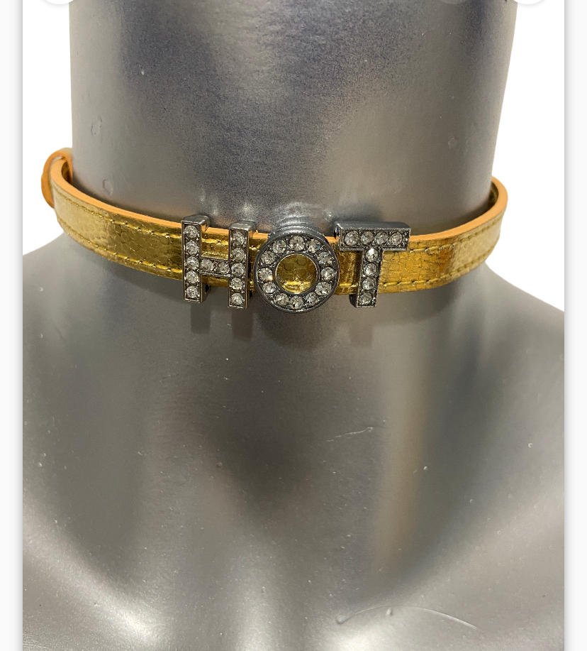 Luxury Collar Gold with Stones Name HOT - BDSM - Heavy Quality