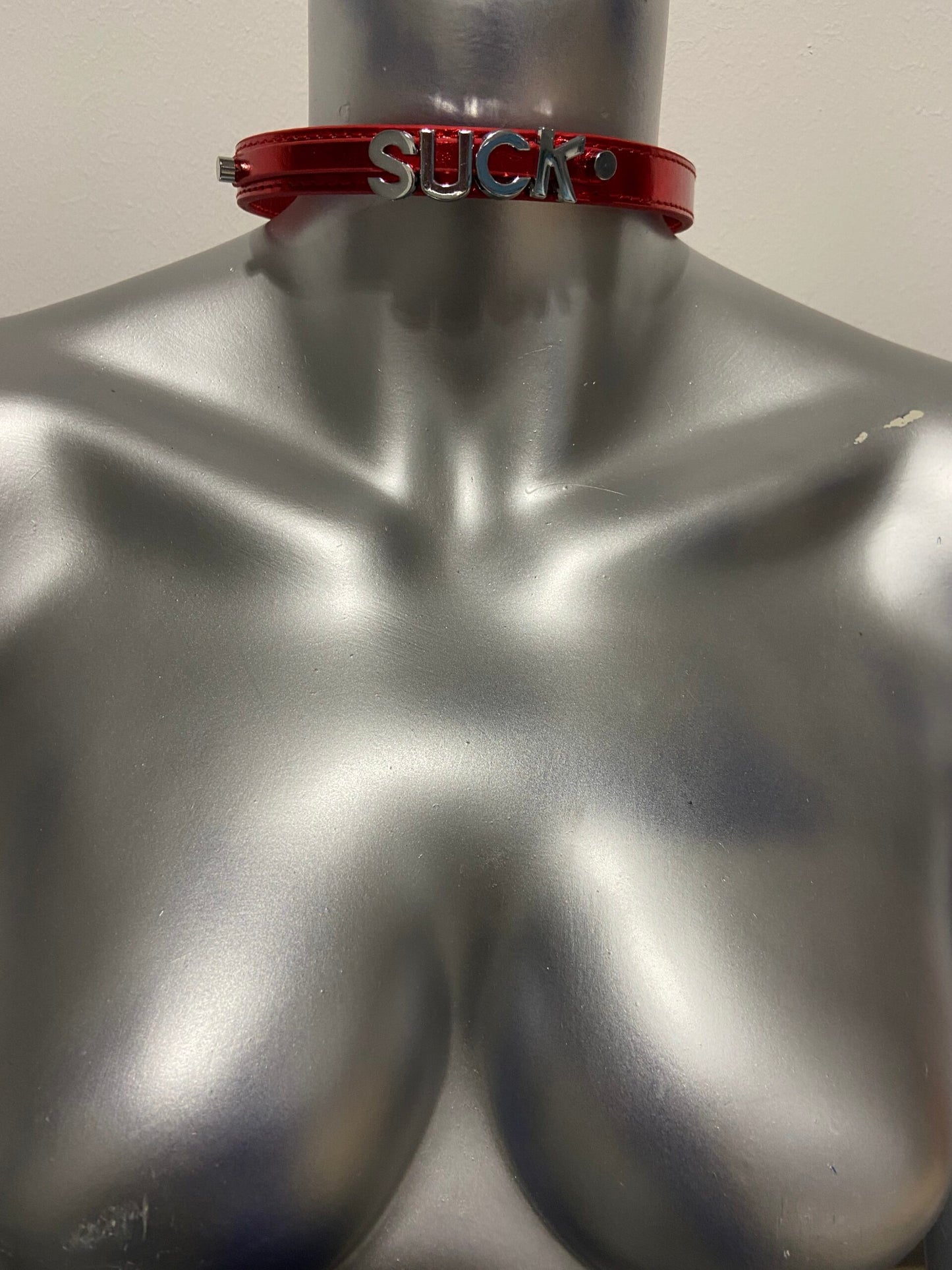 Luxury Collar Red with Name SUCK - BDSM - Heavy Quality