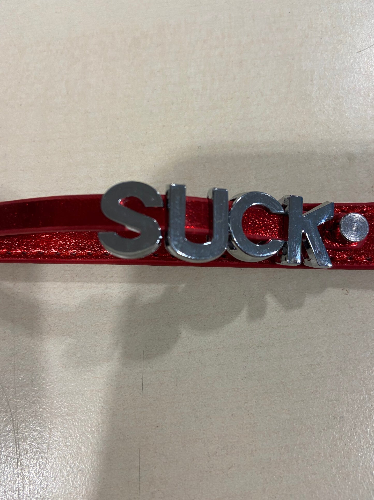 Luxury Collar Red with Name SUCK - BDSM - Heavy Quality