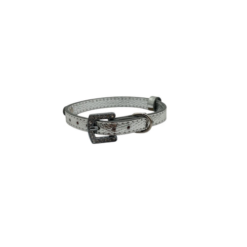 Cat Collar / Small Dog Collar - Silver - Dia 8 CM - Length 28 CM - Width 1 CM - Buckle With Luxury Diamond Stone Look