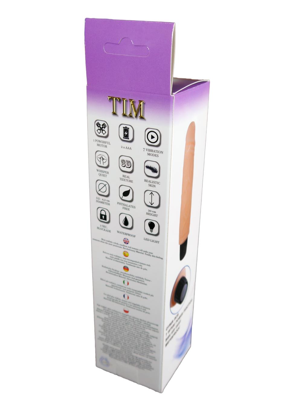 Bossoftoys Tim Realistic Vibrator 20 cm - 7 function - dia 4,2 / 2,5 cm - 46-00007