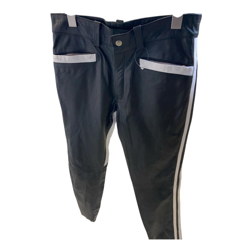 Fashion World Black trendy leather-look pants with white accents Sizes 78 / 106 / 110