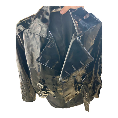 Fashionworld Short Black Shiny Coat – Size XL