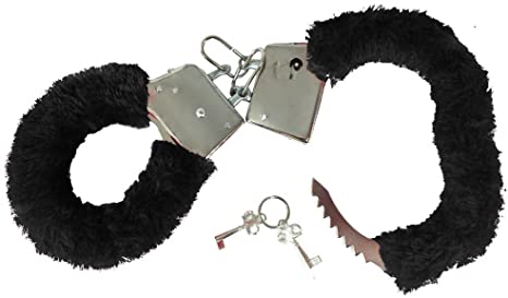 Power Escorts - BR206 Black - Furry Hand cuffs Black -Colour Box