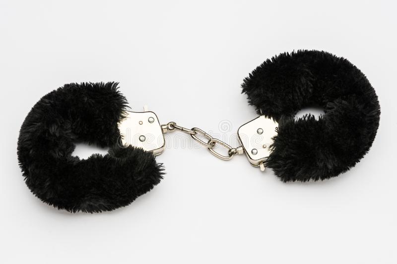Power Escorts - BR206 Black - Furry Hand cuffs Black -Colour Box