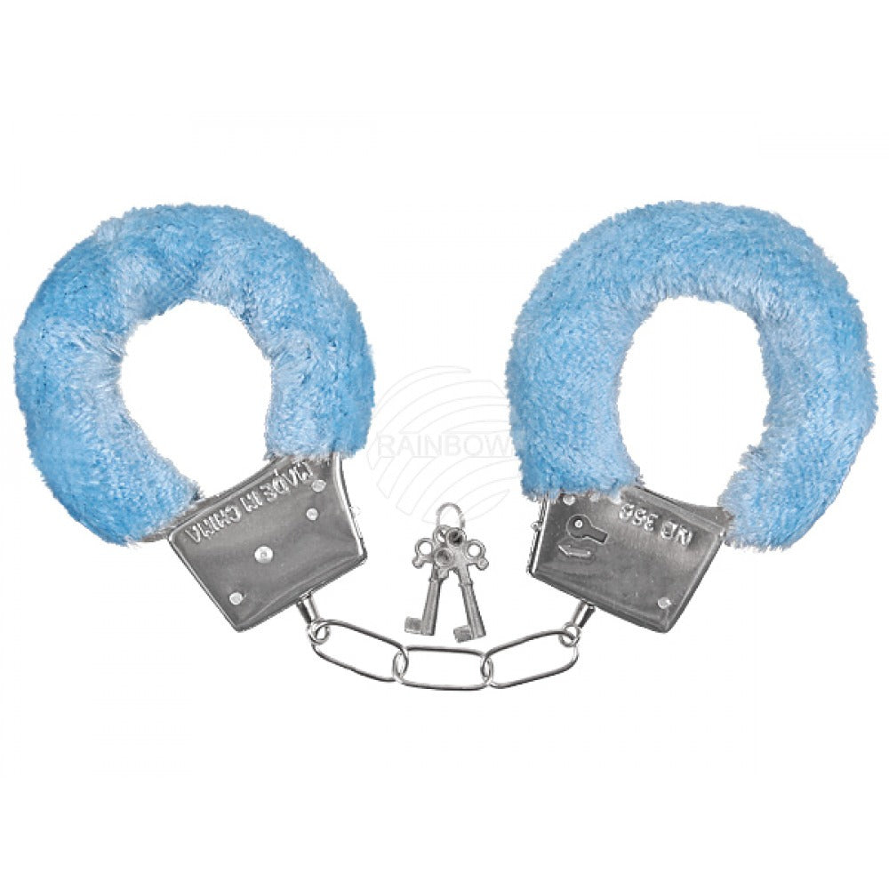 Power Escorts - BR206 Blue Soft Furry Hand cuffs - Colour box