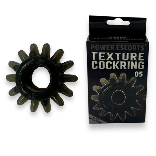 Power Escorts - BR288 - Texture Cockring 05 - Black - Extra Stretchable