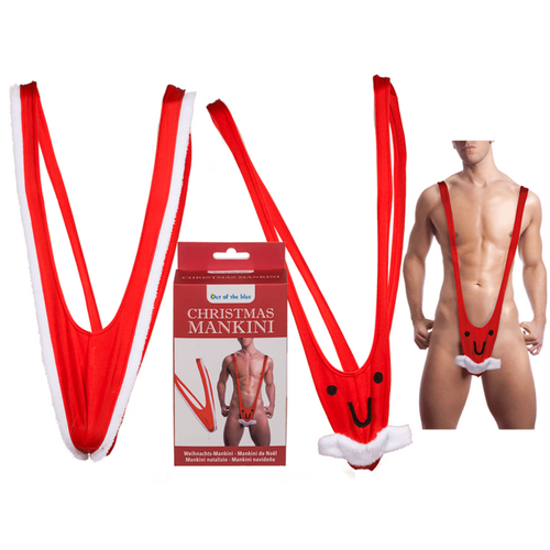 Kinky Pleasure - OB036 - Christmas Mankini With Face - Lingery - 1 Piece