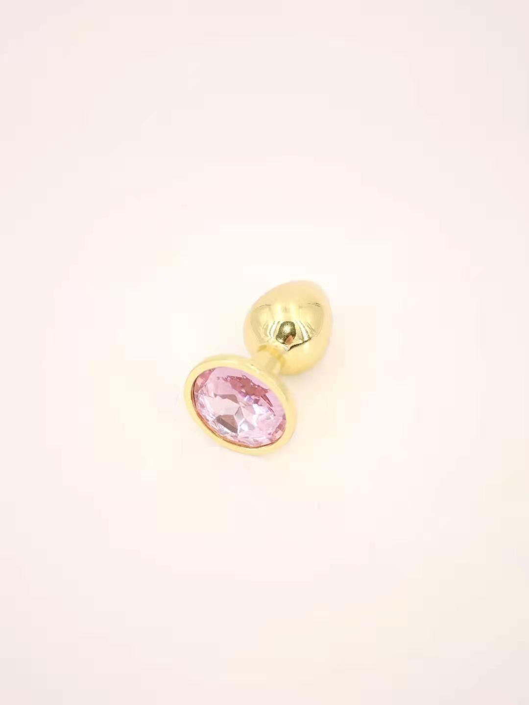 Power Escorts - BR211 Mpink - Diamond King Gold Anal Plug Medium Pink Stone - Diameter 3.5 cm - Length 8.5 cm