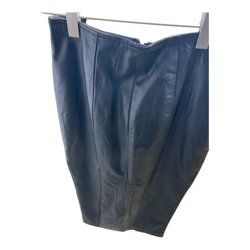 Black Leater Look long Skirt – Size Medium