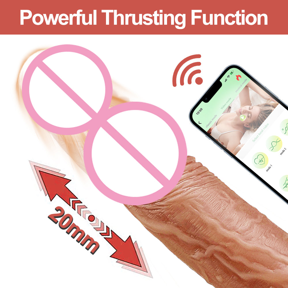 Lovesecret Premium – LS04 – Realistic Vibrator with Big Balls – App-Controlled - Up & Down / Heated / Thrusting / Shaking Modes – Flesh Color