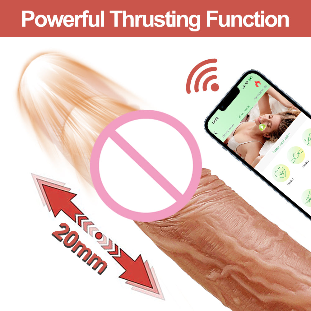 Lovesecret Premium – LS04 – Realistic Vibrator with Big Balls – App-Controlled - Up & Down / Heated / Thrusting / Shaking Modes – Flesh Color
